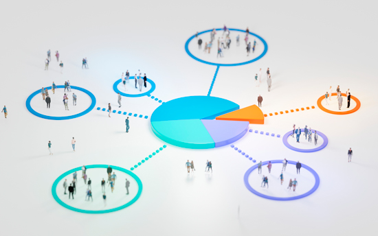 Illustration - Population, concept de données, graphique secteurs